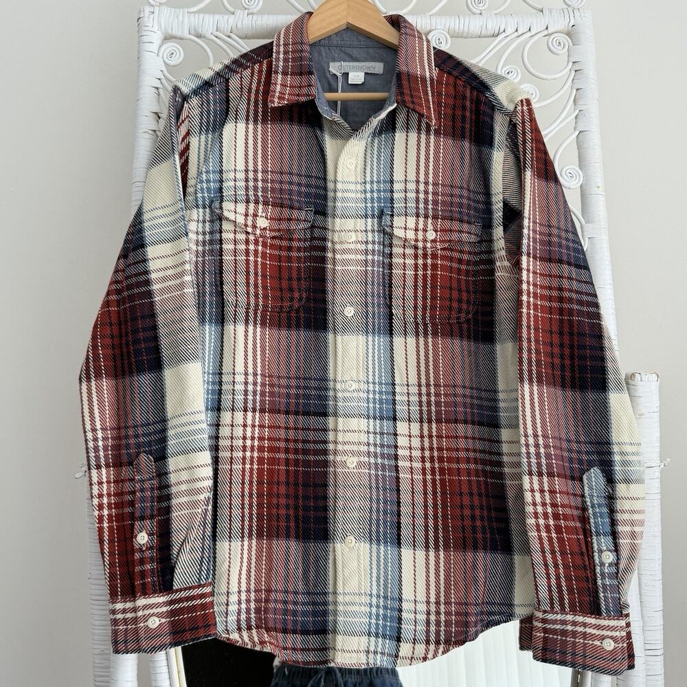 Outerknown Blanket Shirt Mens Medium Plaid Flannel Heavy Overshirt Shacket Henna